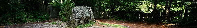 Tombeau_de_Merlin,_Paimpont,_France.jpg: Édouard Hue derivative work: Inkey, Broceliande (Paimpont, Ille -et -Vilaine) banner Tombeau de Merlin, CC BY-SA 3.0