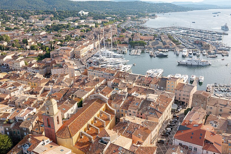 dronepicr, Bell tower of the church Our Lady of the Assumption in Saint-Tropez, France (52723273607), CC BY 2.0
